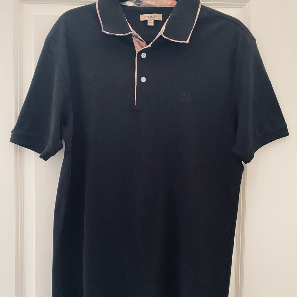 Burberry Cotton Polo Shirt Black Men's